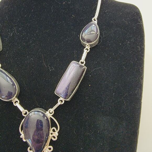 Elegant Silver Pendant Necklace with Purple Stone - 22" Sterling Silver - Picture 5 of 8
